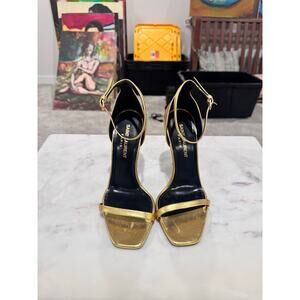 Saint Laurent Opyum Leather Heels, Gold, EU 35.5, 9/10, MSRP $1500